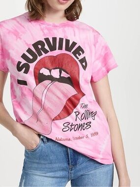 Madeworn The Rolling Stones Graphic Tee Pink Tie-Dye Flawed XS X-Small